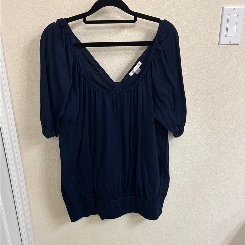 Elegant Navy Women's Top With Crisscross back design
